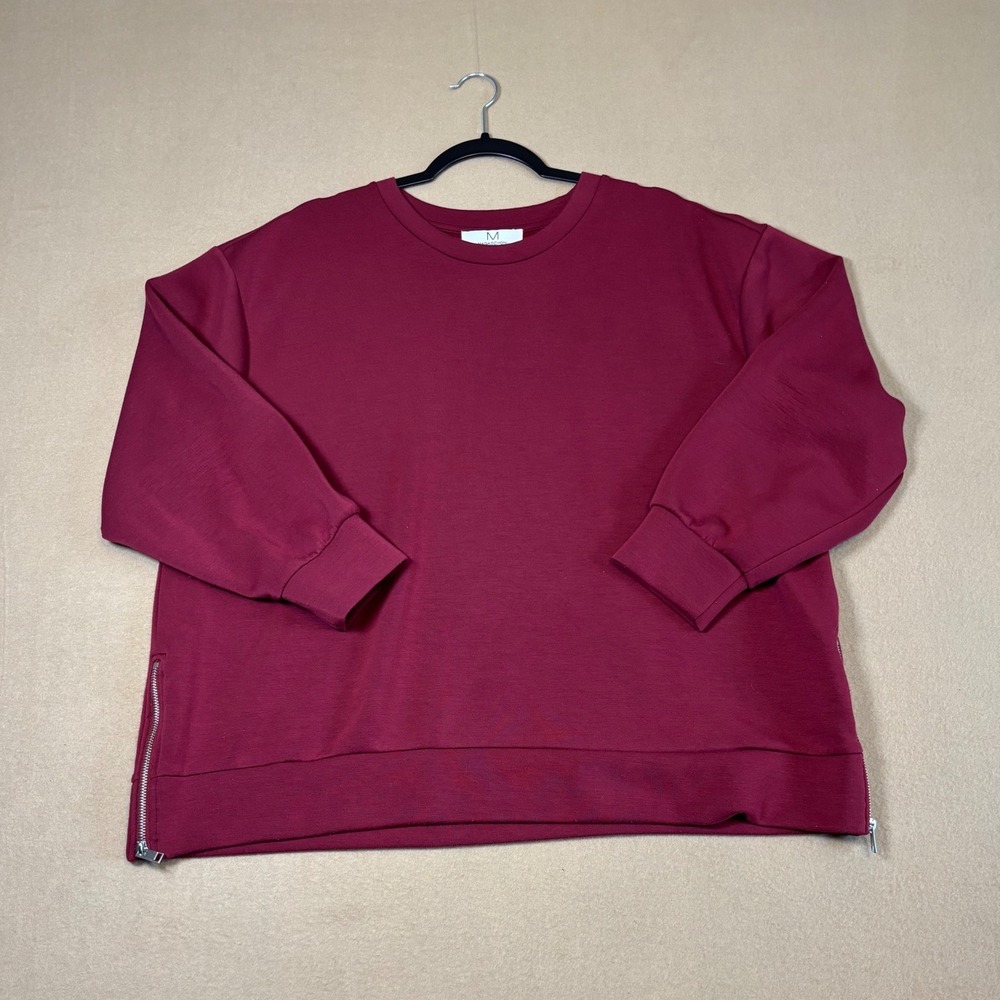 Magaschoni Woman Burgundy Side Zip Sweatshirt Modal Blend Size 2X